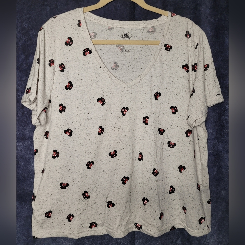 ✨️3/$25✨️ Disney Plus Size Women's V-Neck Tee with Minnie Ears Pattern